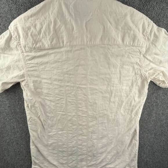 Quiksilver Men Short Sleeve Button Up Shirt Medium Off White Ivory Cotton Adult - Picture 10 of 12